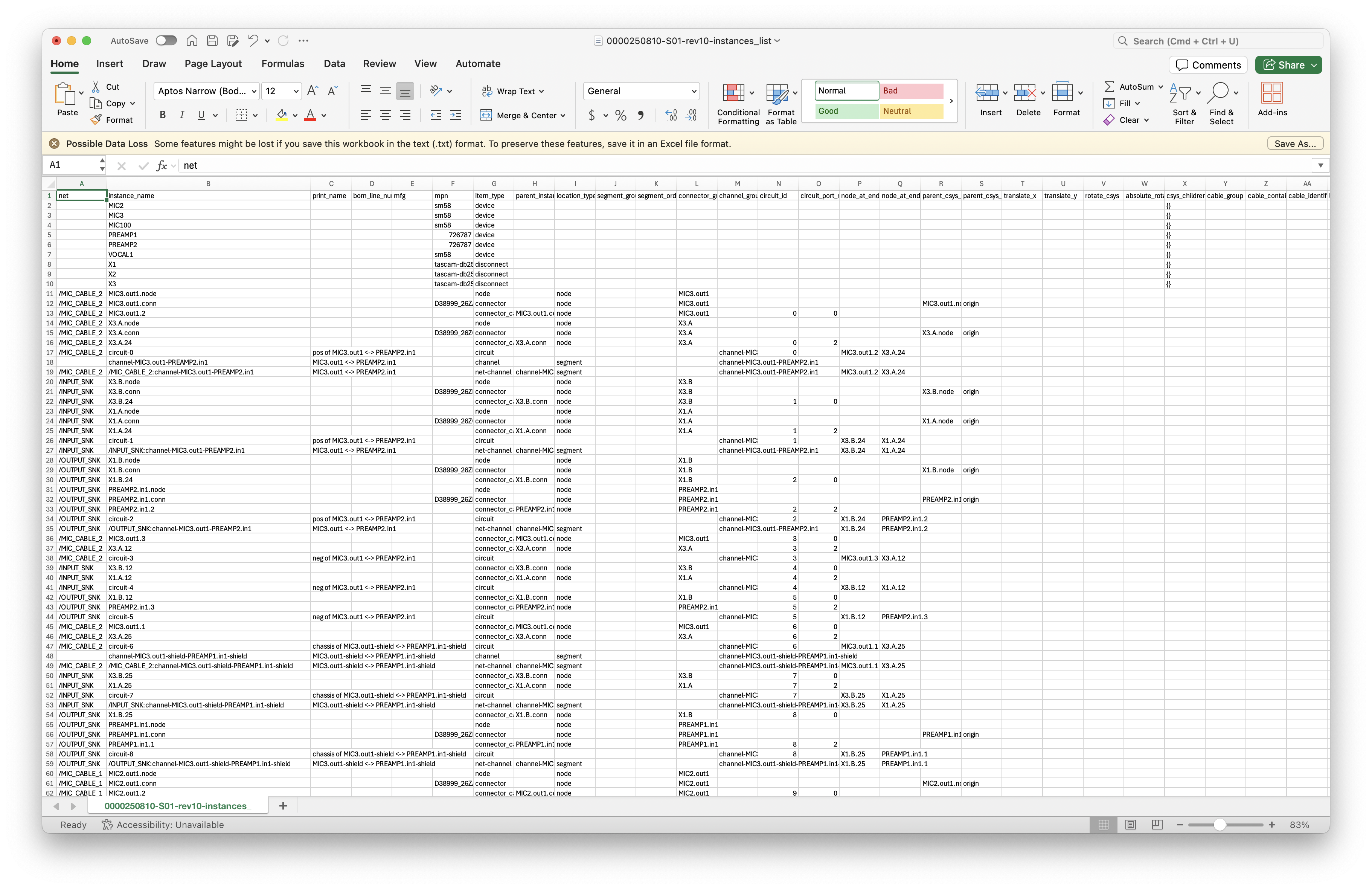 System instances list
